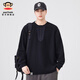 Big mouth monkey (paul frank) Henry collar long-sleeved sweatshirt men's spring and autumn new loose casual pullover long-sleeved tops bottoming shirt jacket men black autumn new 2XL recommended 160-180Jin Jin equals 0.5 kg