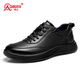 Strongman plus size sports leather shoes, breathable, fashionable, simple, business casual men's shoes JDA87578 black size 46