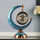 Twelve-eye European-style clock light luxury display clock living room sitting clock desktop pendulum clock table-style ornaments American home table clock blue gold pottery bottom