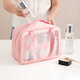 PU cosmetic bag portable large capacity transparent toiletry bag travel frosted cosmetics storage bag swimming bag white small size