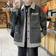 Woodpecker Jacket Men's 2025 Autumn and Winter Youth Loose Tops Trendy and Handsome Large Size Men's Tops Gray XL (120-140Jin Jin equals 0.5kg)