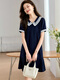 NOSSKISS luxury high-end brand French casual short-sleeved dress for women 2025 summer new style thin and small skirt blue M 90-105Jin Jin is equal to 0.5 kg
