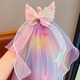 Dai Yan children's veil super fairy ice and snow princess bow floating yarn hairpin little girl headdress Elsa hairpin girls hair accessories pink veil