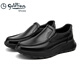 Goldlion Men's Shoes New Leather Toe Cowhide Business Casual Shoes Slip-On Lazy Shoes Flat Heel Thick-soled Loafers Black 40