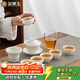 Gold inlaid jade tea set, ceramic kung fu teapot and cup, free gift box, high-end benefits, white porcelain simple clouds and water ballads