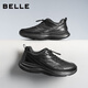 Belle thick-soled walking shoes for men 25 autumn new shopping mall same style cow leather casual sports shoes 8XC01CM5 black 42 (260mm)