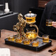 Lazy automatic tea maker tea set household kung fu magnetic high-end tea making artifact glass teapot tall golden horse automatic tea maker + tea preparation + male cup