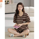 Pijama modal para mujeres en verano 2025 Nuevo traje de manga corta Cartoon algodón de algodón casual de algodón casual Y9856 m (recomendado 75-95Jin [Jin equivale a 0.5 kg])