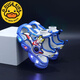 G.duck little yellow duck non-slip soft bottom children's Ultraman lighted toe sandals summer boys rotating button children's sandals black beach shoes size 22 inner length 14cm