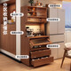 Tea cabinet, side cabinet, storage cabinet, narrow cabinet against the wall, household small water bar, antique style side cabinet, storage cabinet, high cabinet, door-to-door delivery, walnut color | 50*40*176cm