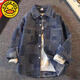 G.duck boys denim shirt 2025 spring and autumn new children's long-sleeved casual jacket student shirt cardigan outer top blue jacquard 160 recommended to wear around 1.5 meters tall