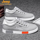 JEEP男鞋春季新款透气帆布鞋男韩版百搭平底板鞋男士防滑耐磨休闲鞋子 6636黑红色升级款/旗舰官方店 44