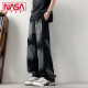 NASA BASE retro jeans men's summer American large-size wide-leg pants new loose straight-leg work pants JYF-2575 black 2XL