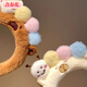 Cute caterpillar plush headband with spring flowers for women, special cartoon headband for face wash and makeup, hair clip hair accessory, brown colored ball capybara