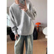 Yuyong American retro Henry collar sweater, lazy and high-end men's shoulder sweater jacket, cleanfit bottoming shirt, light gray XL