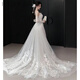 H-KED light wedding dress bridal main yarn high-end French lace tube top fishtail outing yarn temperament tail dress white XL