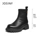 Zhuoshini boots thick heel versatile classic British style round toe short boots slimming women's fashion boots black 38