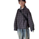 Children's plaid long-sleeved shirt boys' casual shirt lazy style draped spring and autumn Korean style girls' tops and jackets black and white plaid 140