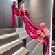 Pupan Wedding Staircase Handrail Decoration Room de salle de mariage Engagement Engagement Homme Homme de mariage intérieur Collection de mariage Fleur de mariage B3892-BIG RED PEARLESCENT ICE SILK Tissu 4 mètres