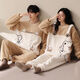 Victoria's style couple's pajamas winter coral velvet thickened and warm one man and one woman cartoon cute home wear outer suit LN9018 M women's + men's L