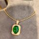 HEEKAIYI Emerald Gemstone Necklace for Women Diamond Pendant Luxury Jewelry Chinese Valentine's Day Birthday Gift for Wife and Girlfriend <Lifetime Warranty>