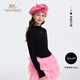 YEEHOO girls' bottoming shirt, children's long-sleeved top, medium and large children's clothing, wool blended warm turtleneck spring clothing, black 130