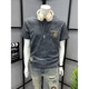 Summer new pure cotton men's casual versatile short-sleeved T-shirt American trendy brand printed light luxury slim top WZY Gray 2XL