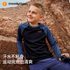 Moodytiger boys' long-sleeved T-shirt sweat-absorbent and sun-proof spring and autumn children's tops with contrasting color stitching outdoor casual sportswear 1 Ice Blue 140