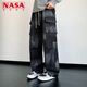 NASA XVVX美式休闲裤男2025春秋季新款青少年简约潮流直筒休闲百搭阔腿长裤 K9855浅色 L