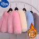 Disney 2023 neuer Herbst- und Winterimitat-Fuchspelzmantel für Mädchen, Kinderkleidung, verdickter, warmer Mantel im Plüschstil, cremefarben 120, empfohlene Höhe 105-115