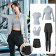 Fluniyou yoga wear women's running sports suit women's five-piece quick-drying breathable shock-proof fitness wear Pilates training clothes grass green five-piece set L recommended weight 100-112 Jin Jin equals 0.5 kg