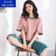 Naigatu pure cotton pajamas for women summer short-sleeved loose pajamas shorts Korean style cropped pants casual home suit women suit N6 A9885 (suit pants) M (85-105Jin [Jin equals 0.5 kg])