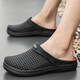 Jiaojing men's extra-large slippers hole shoes men's summer slippers special non-slip men's sandals toe slippers FG9856 black and red 39