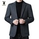 Playboy (PLAYBOY) 2025 Wool Suit Men's Autumn and Winter Simple Suit Business Casual Middle-aged Small Suit Dad's Wool Jacket Gray L 175/92A