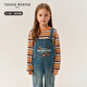 Teenie Weenie Kids 25-year-old new style denim overalls for boys and girls, pastoral style, blue floral gray 140 cm
