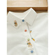 Oein Muhua Lane Women's Wear Literary Fresh Cartoon Embroidery Rabbit Carrot Colorful Buttons Front Shoulder Brushed White Shirt Women's Long White Pure Cotton Long Sleeve 175 L 120-130Jin Jin is equal to 0.5 kg