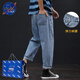 Nasalike Frühlings- und Sommer-neun-Punkte-Jeans Männer losen gerade kurze, kurze, fette Mann mit Breitbein Hose JPP9903 grauer neun-Punkte (gerade Füße) 48 Geeignet für 290 Jin [Jin ist 0,5 kg]