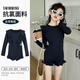 Jingyouyu children's swimsuit girls 2025 new hot spring style dress princess style junior high school student sun protection swimsuit navy blue one-piece swimsuit 120 cm
