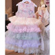 Decorated Wen Girl Princess Dress Little Girl Cake Dress Summer Dress 2025 New Sleeveless Dress Western Style Children's Puff Gauze Dress Rainbow Color Tank Top 110 cm