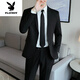 Playboy (PLAYBOY) casual suit men's Korean version of business formal three-piece suit slim fit wedding groomsmen groom's iron-free suit jacket two-button black single-piece suit jacket XS (70~85Jin Jin equals 0.5 kg)