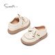 Snuffy Girls Toddler Shoes Autumn Cute and Versatile Children's Leather Shoes Baby Soft Sole Princess Small Leather Shoes Vanilla White 26