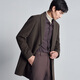 Angel Bird Men's Wool Coat Business Formal Patch Collar Wool Coat KEBS243032U Walnut Brown 48