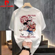 Pierre Cardin One Piece Anime Nika Luffy kurzärmelige Sommer- und Frauen-gleichzeitige T-Shirts Trendy Marke Pure Cotton 220G Vielseitige Männerkleidung Neue V1048 Black S
