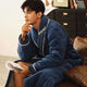 Cat soak autumn and winter nightgown men's thickened and lengthened warm three-layer cotton pajamas men's winter fleece bathrobe 9923 L 100-135Jin [Jin equals 0.5 kg]