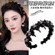 Hongyun high skull headband for women 2025 new hot style daily fluffy hairpin light luxury high-end headwear as a gift for your girlfriend High skull headband black F262