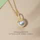 Meluxe18K gold akoya seawater pearl necklace pendant single round flower series birthday gift for wife Akoya8-8.5mm, with silver chain