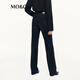 MO&Co. Jeans 2025 Autumn New Product Cotton Stretch Lycra Washed Straight Black Mid-Waist MBE3JENT12 Denim Black L /L