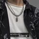 Yechi double-layered Cuban chain men's titanium steel square brand pendant trendy niche design hip-hop necklace sweatshirt chain accessories square brand avatar necklace-50cm
