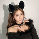Suican cat ear bell headband atmosphere cos dress collar animal ear headwear cat girlfriend anchor Lolita couple cat ear headband black + collar 1 set