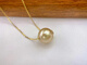 Only double pearl gold bead pendant 18K gold necklace 10-11mm thick gold tea gold perfect round strong light flawless gift AU750 10+K gold temperament pendant